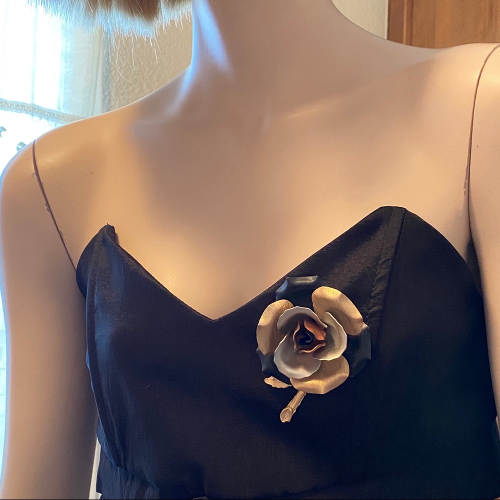 Unsigned Multicolor Large Rose Brooch - image 3